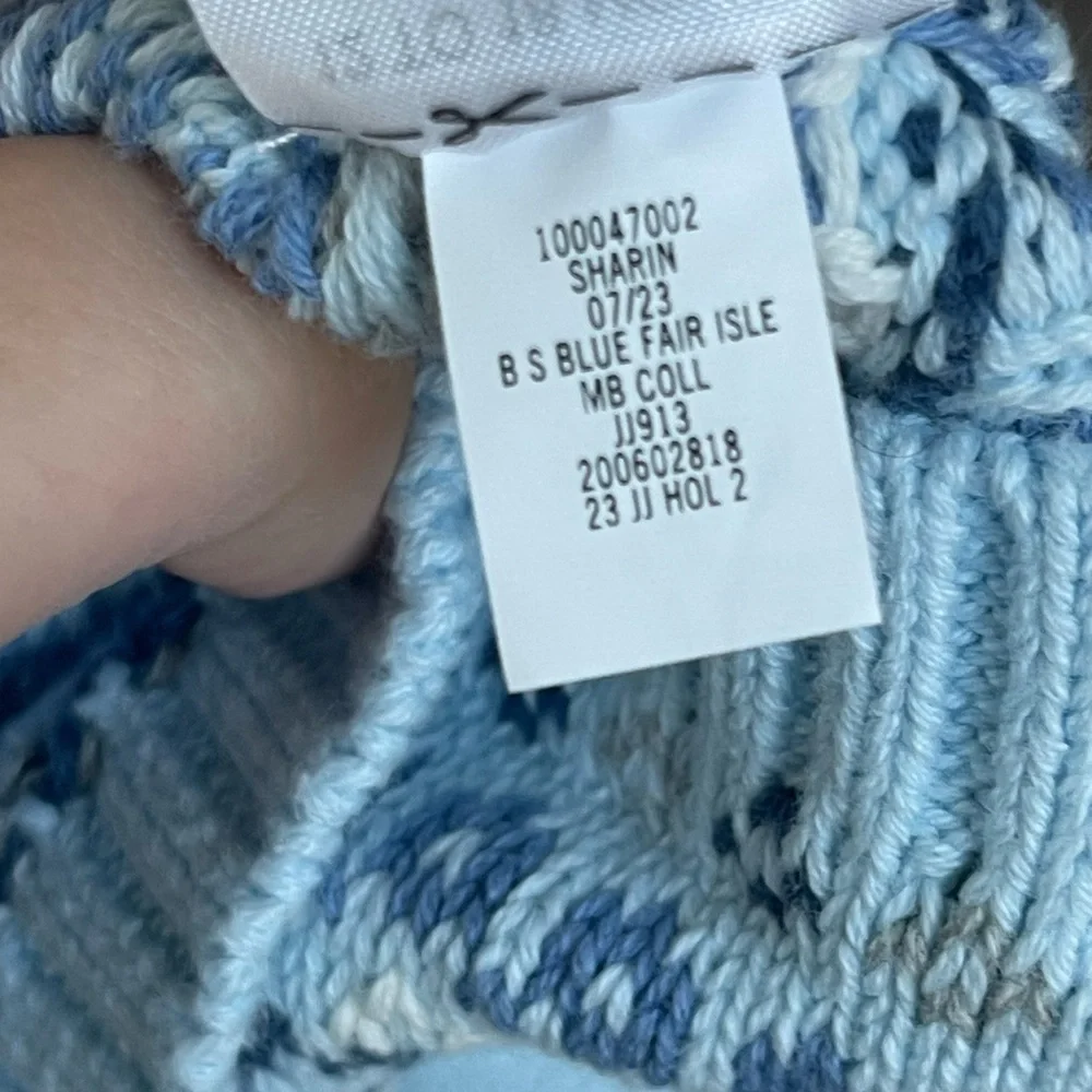 Janie & Jack | Baby Blue Feather Fair Isle Baby Fair Isle Cardigan 12-18mo.